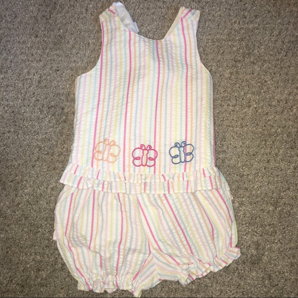 Vintage Baby Top & Bloomer Set w/ Butterfly Detail